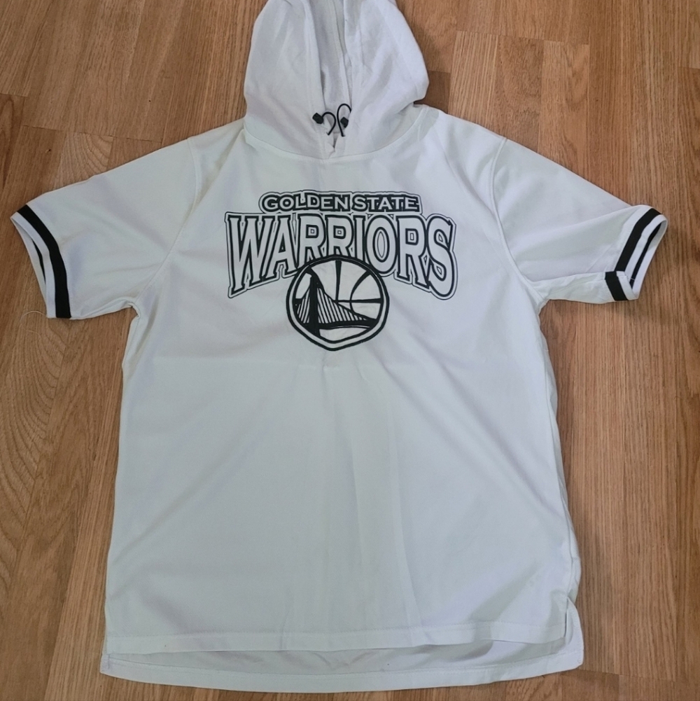 Men's White Hooded Short-Sleeve Golden STATE Warriors Top